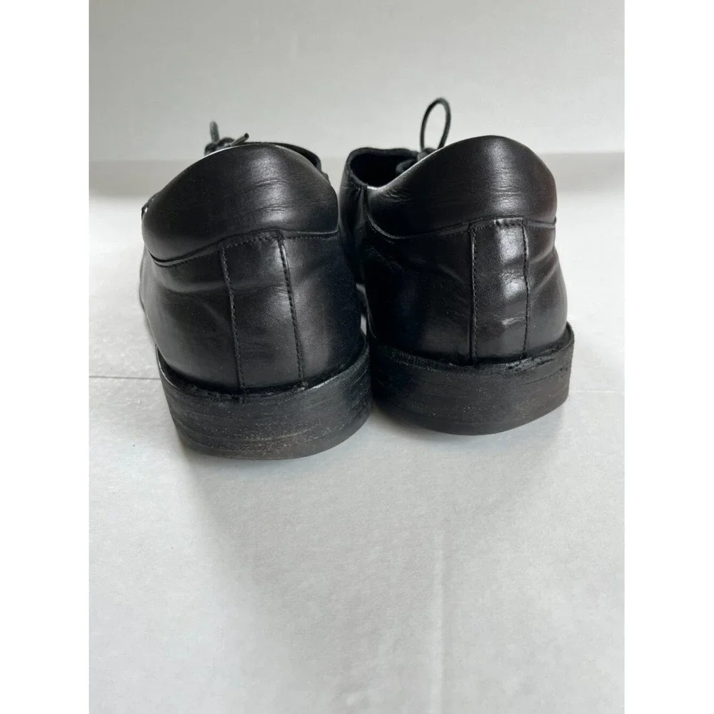 Emporio Armani Sz 11 USA Black Nappa Goat Leather Lace Ups Derby Shoes